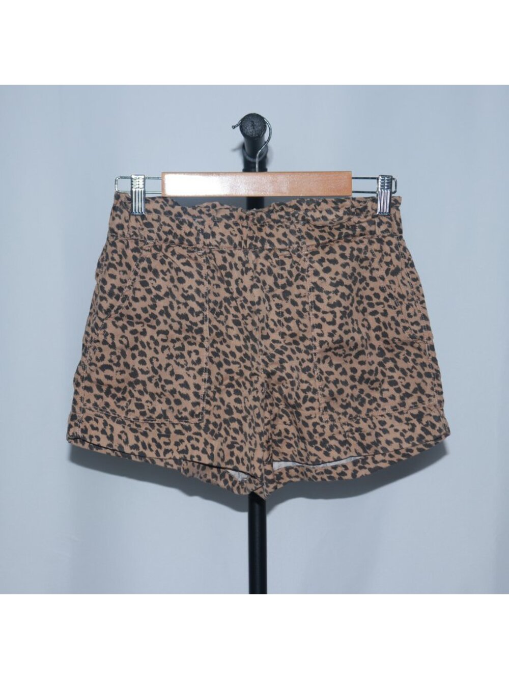 Aerie Womens Animal Print Shorts Tan Black Elastic Waist Size S
